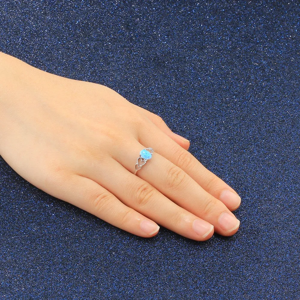Blue Opal Love Ring