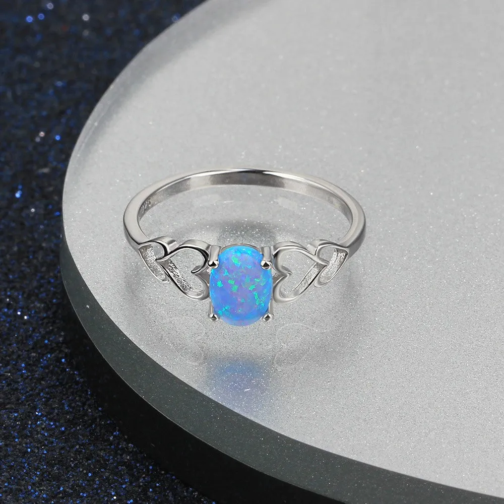 Blue Opal Love Ring
