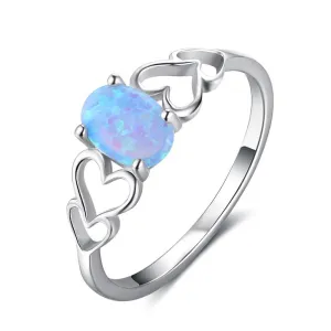 Blue Opal Love Ring