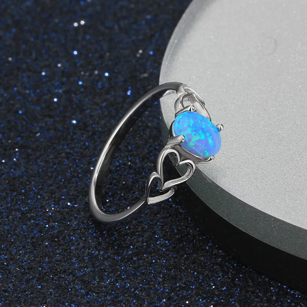 Blue Opal Love Ring