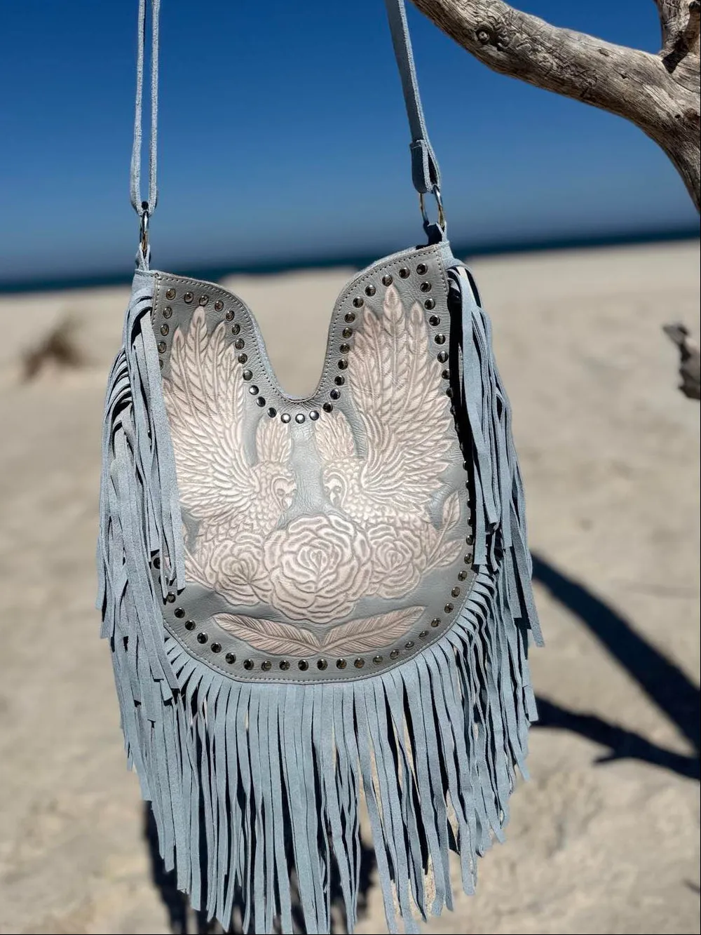 Blue Sky Belle Fringe Bag