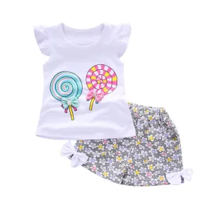 Bold N Elegant - Be Bold Inside & Elegant Outside Baby Girl's Clothes Cute Candy Bow Ruffle Top and Shorts Set (White, 6-12 Months)