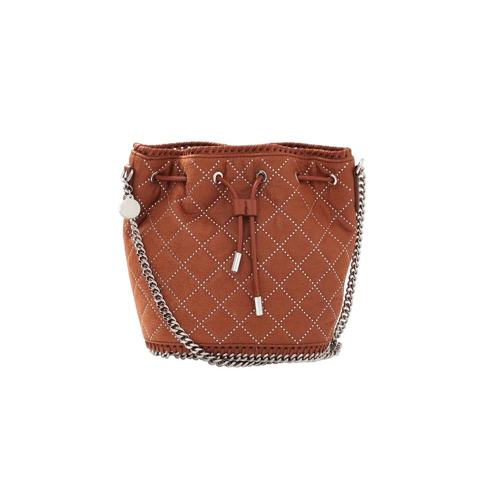 Brandy Falabella Studded Quilted Bucket Bag