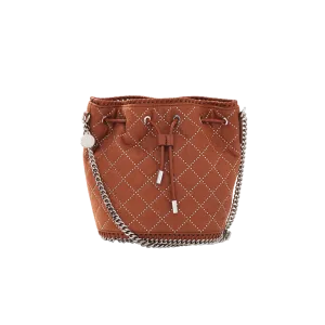 Brandy Falabella Studded Quilted Bucket Bag