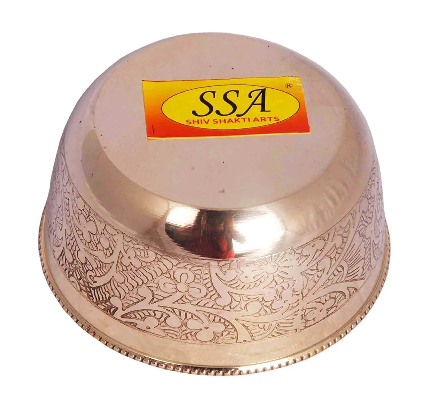Brass Embossed Flower Design Handmade Decorative Serving Indian Food Bowl Katori (Gold, 150 ml)