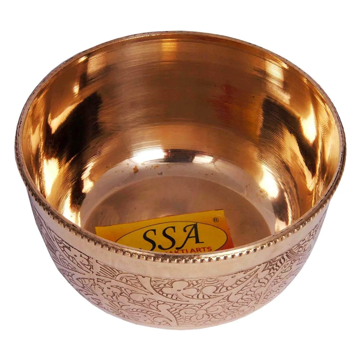Brass Embossed Flower Design Handmade Decorative Serving Indian Food Bowl Katori (Gold, 150 ml)