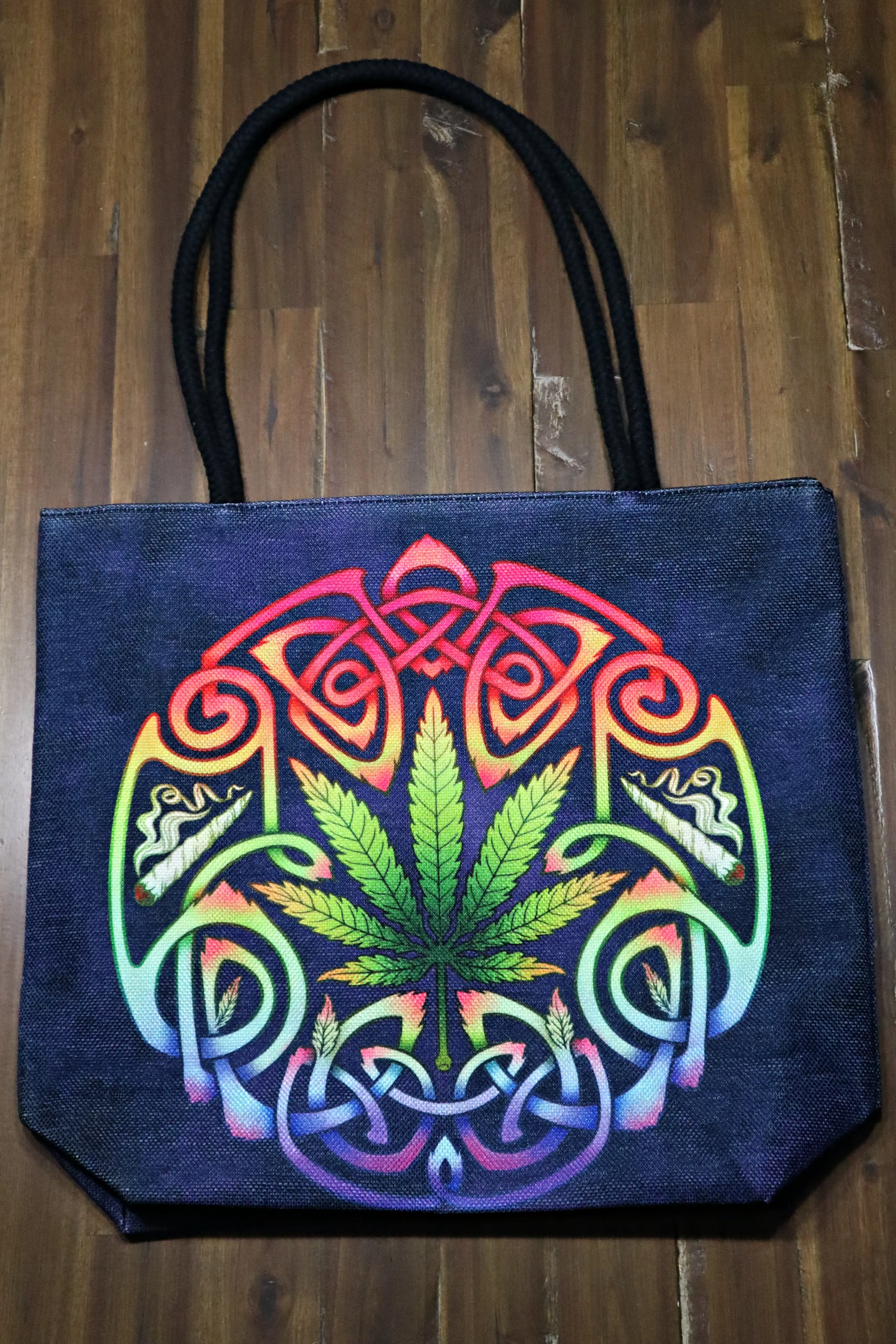 Bridget Ashwood Celtic Smokes Techno Jute Tote Bag w/ thick rope handles, 2 bags