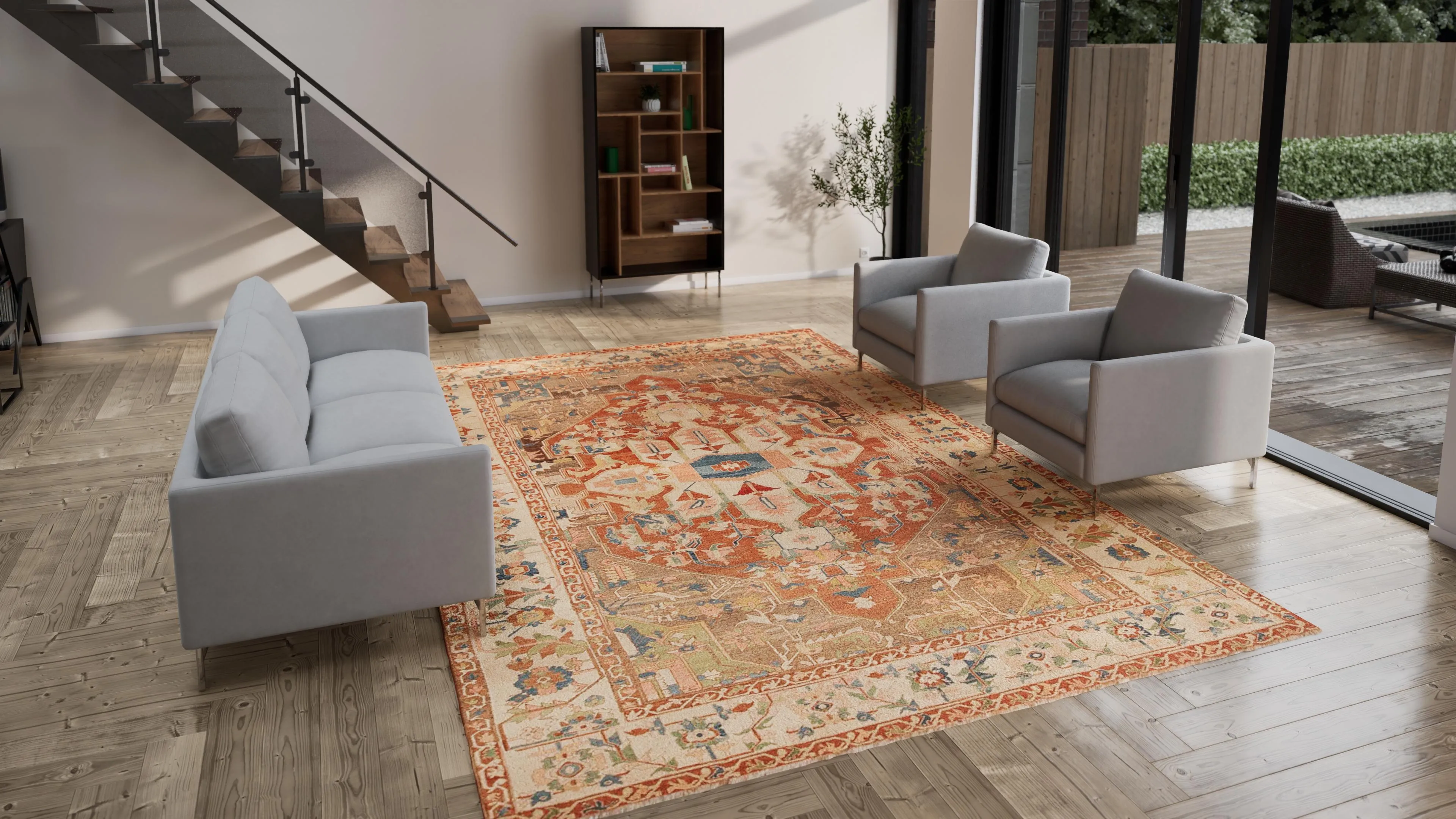 Brown Antique Wool Persian Rug - 9'4" x 13'9"