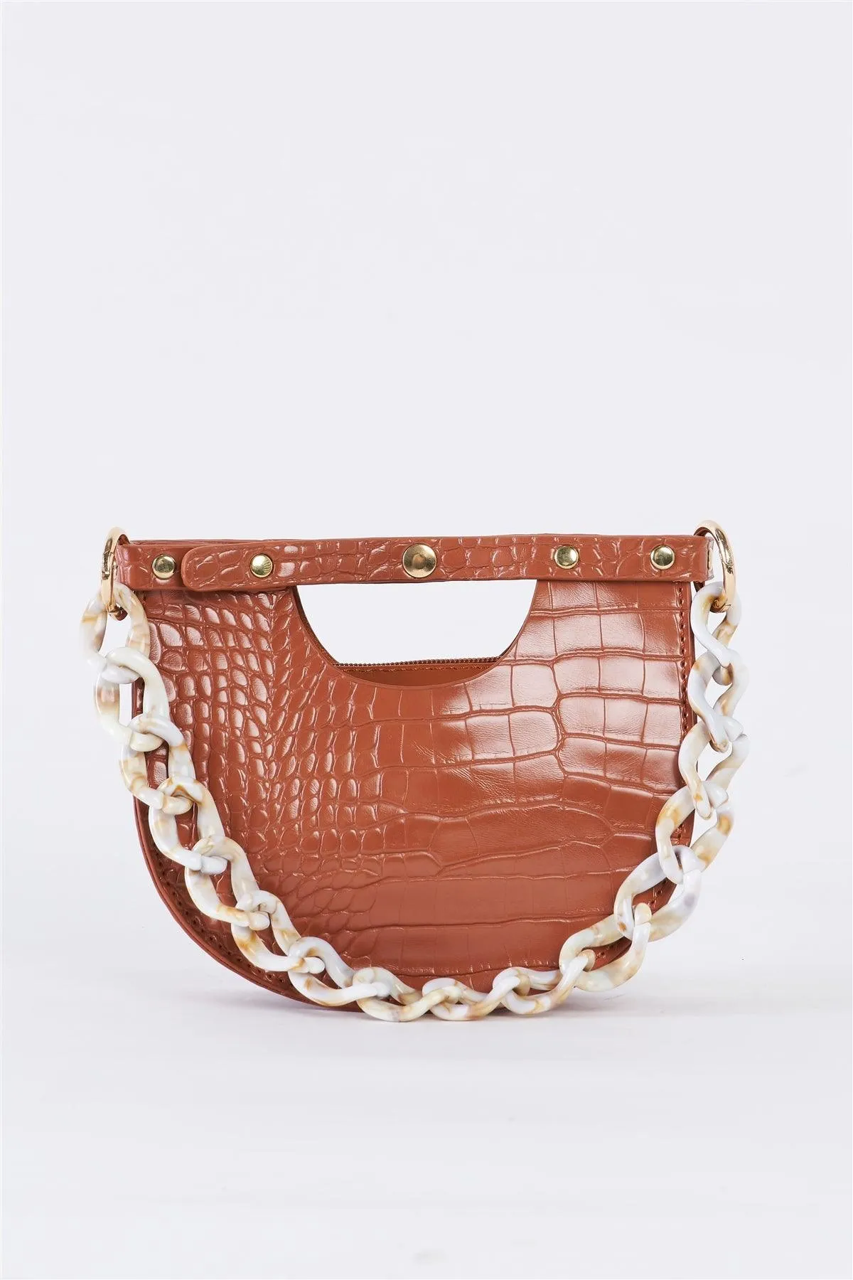 Brown Faux Alligator Skin Fashion Handbag /3 Bags