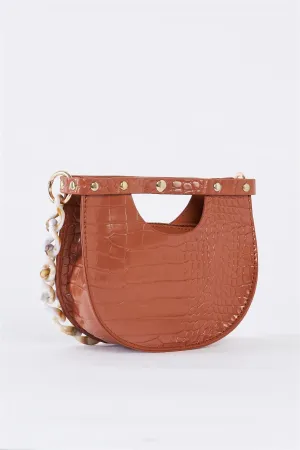 Brown Faux Alligator Skin Fashion Handbag /3 Bags