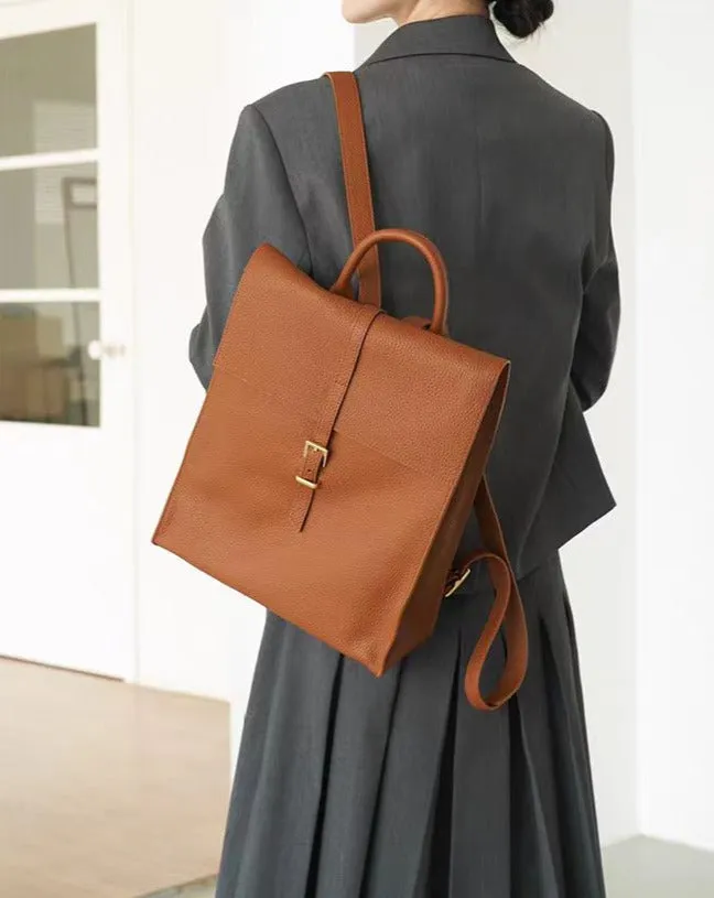 Brown Simple Satchel Backpack Travel Bag Purse for Women