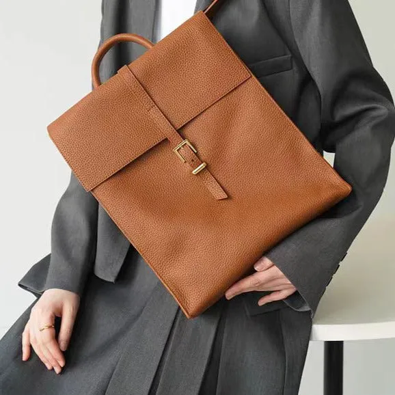 Brown Simple Satchel Backpack Travel Bag Purse for Women