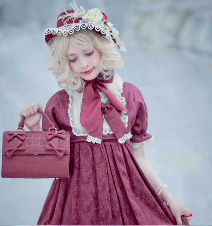 (Buyforme) Lovelylota~ Sweet Heart Embossed Chocolate Lolita Bag
