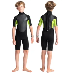 C-Skins Element 3:2 Junior Unisex Shortie Wetsuit - Black/Lime/Multi