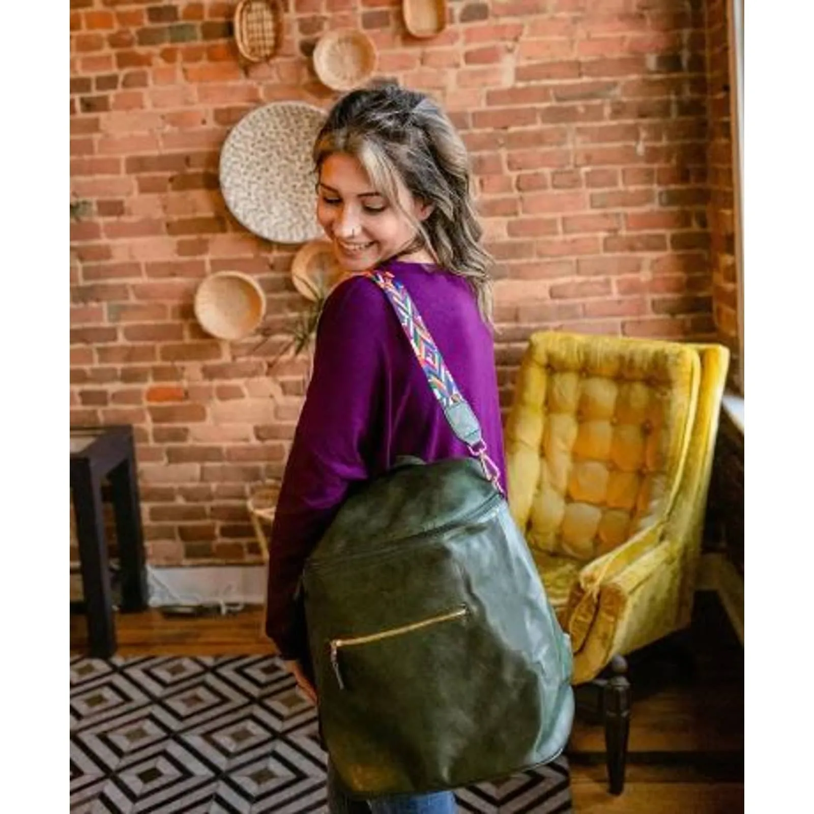 Camel Brown Versatile Convertible Backpack Bag Purse Tote