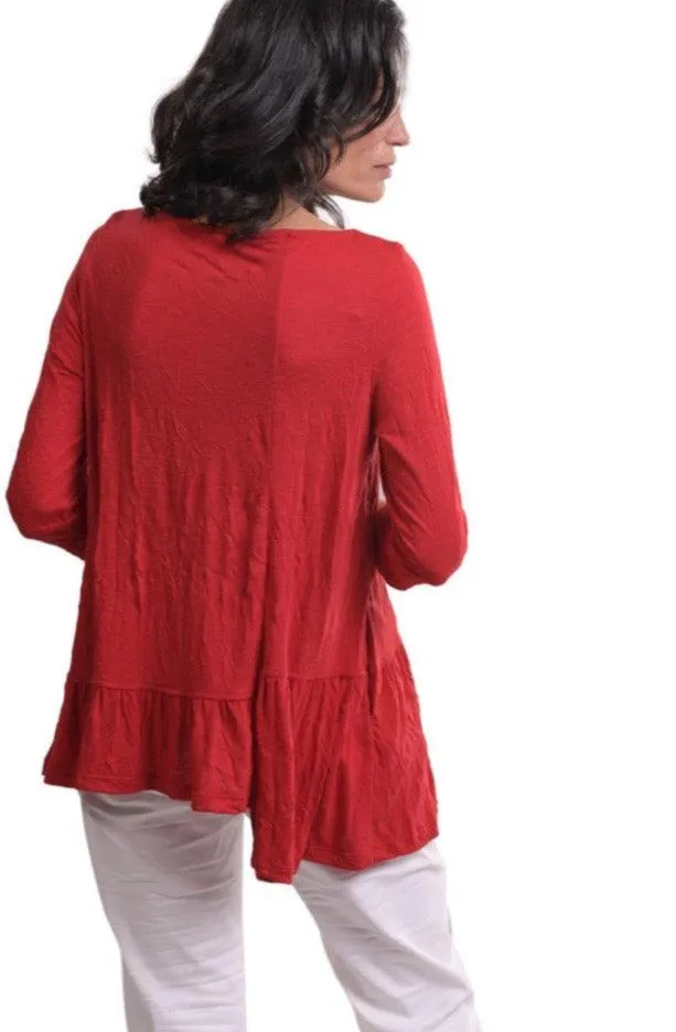 Cara Crinkle Top, Red