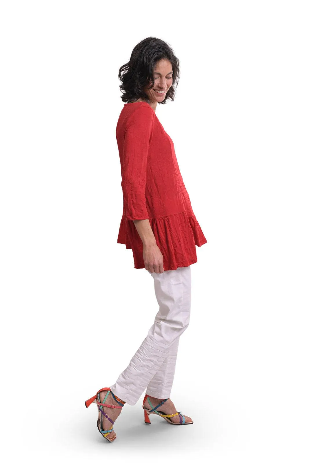 Cara Crinkle Top, Red