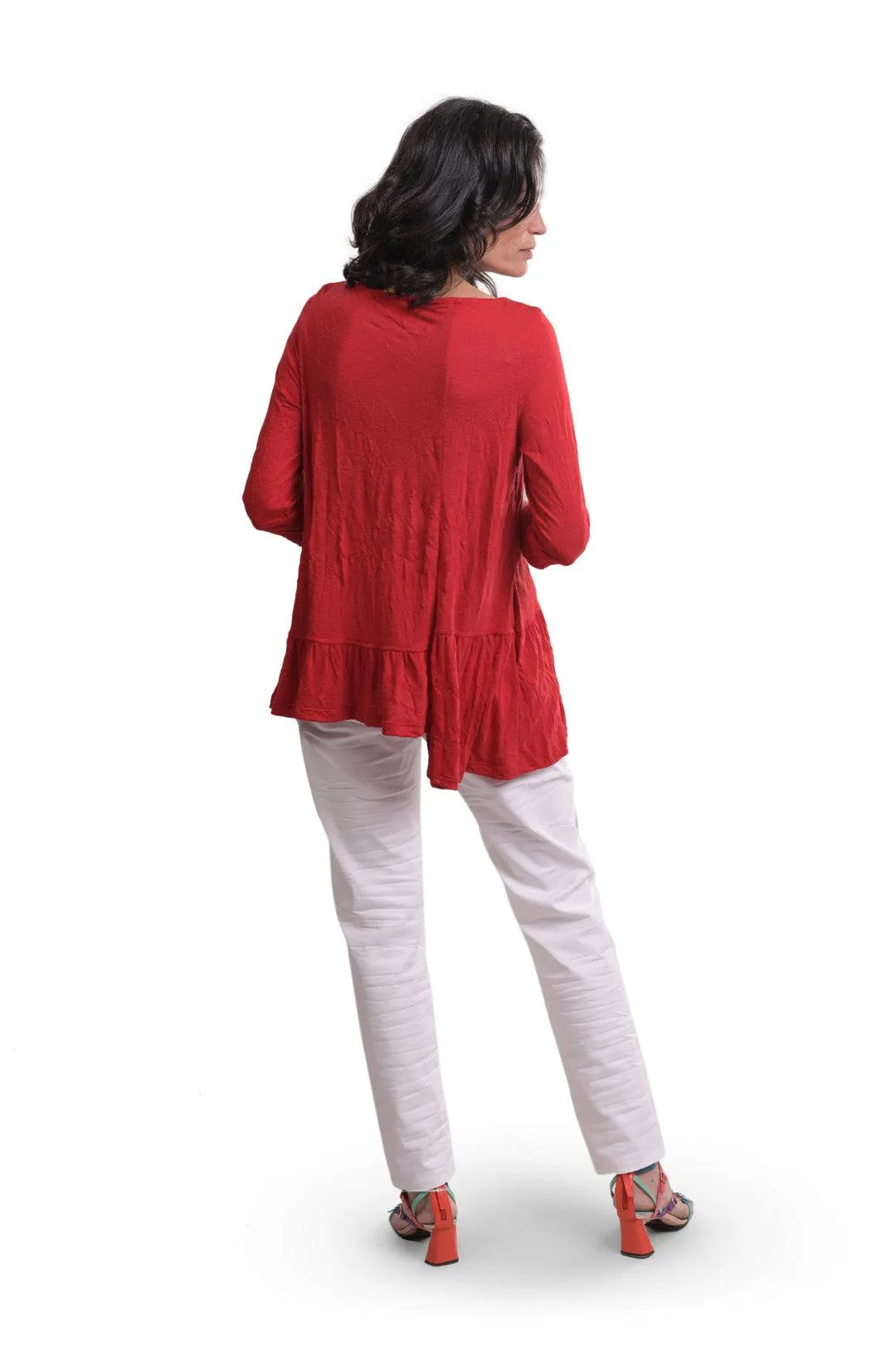 Cara Crinkle Top, Red