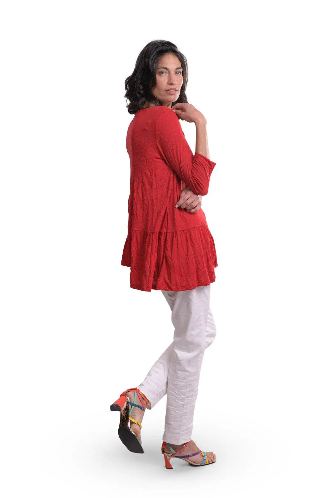 Cara Crinkle Top, Red