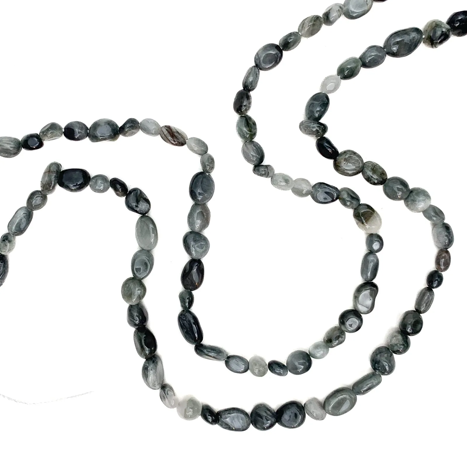 Cat's Eye Small Smooth Pebbles Bead Strand