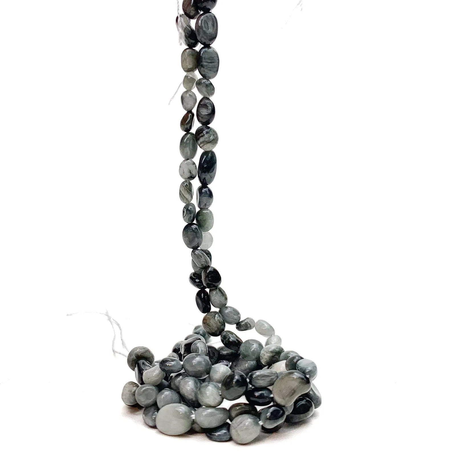 Cat's Eye Small Smooth Pebbles Bead Strand