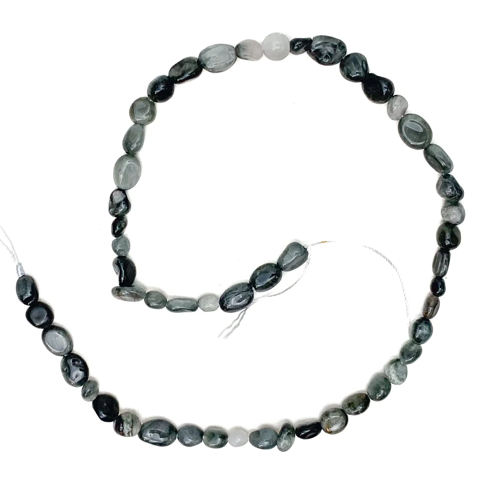 Cat's Eye Small Smooth Pebbles Bead Strand