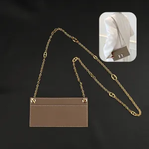 Chain wallet strap with leather insert for Kelly Long wallet and  constance long wallet,Chain crossbody strap for constance wallet