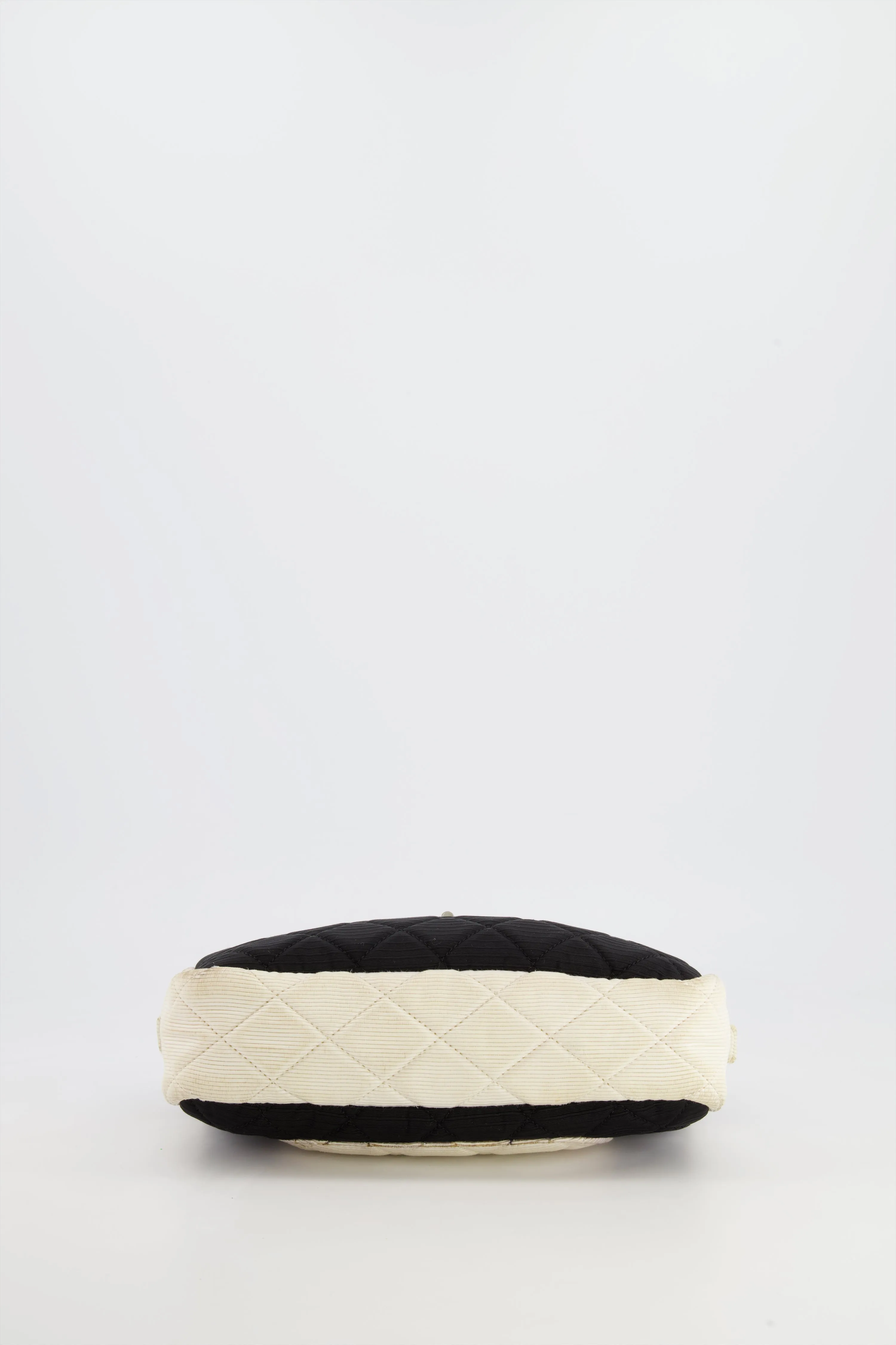 Chanel Black and White Canvas Camera Bag with Silver Hardware