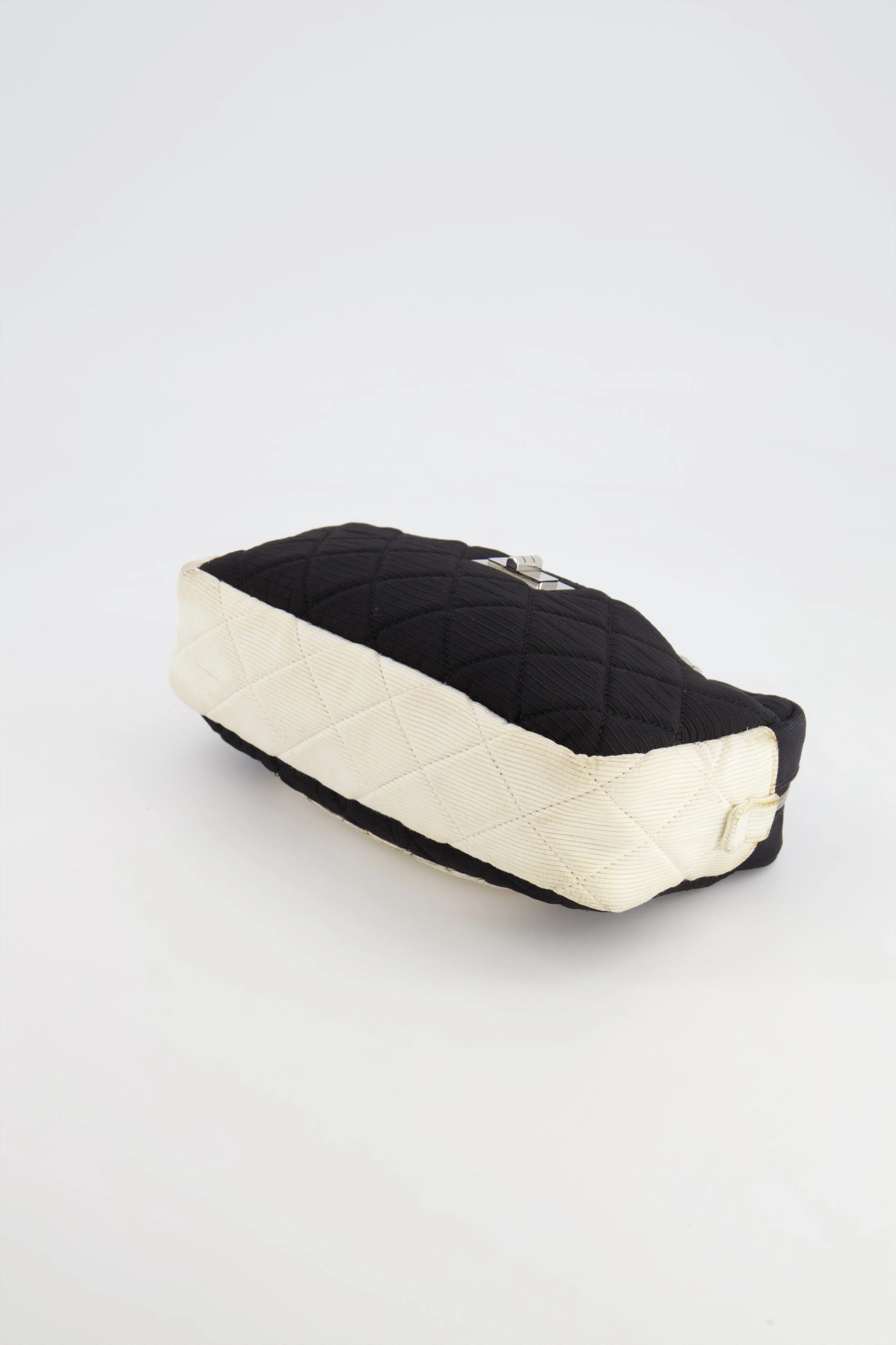 Chanel Black and White Canvas Camera Bag with Silver Hardware