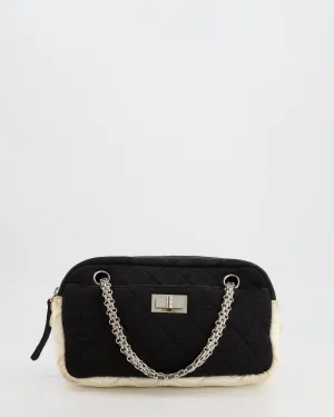 Chanel Black and White Canvas Camera Bag with Silver Hardware