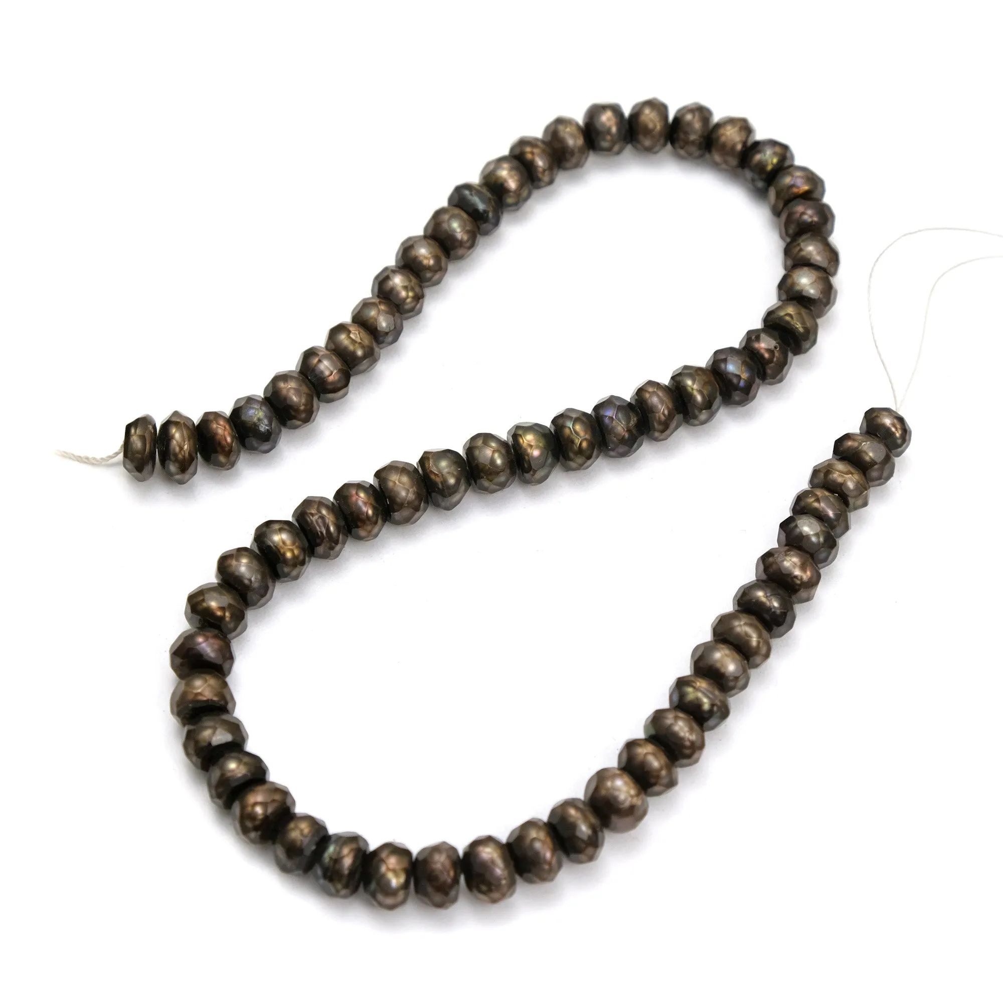 Chocolate Sheen Fresh Water Pearl Faceted 9mm Strand #22