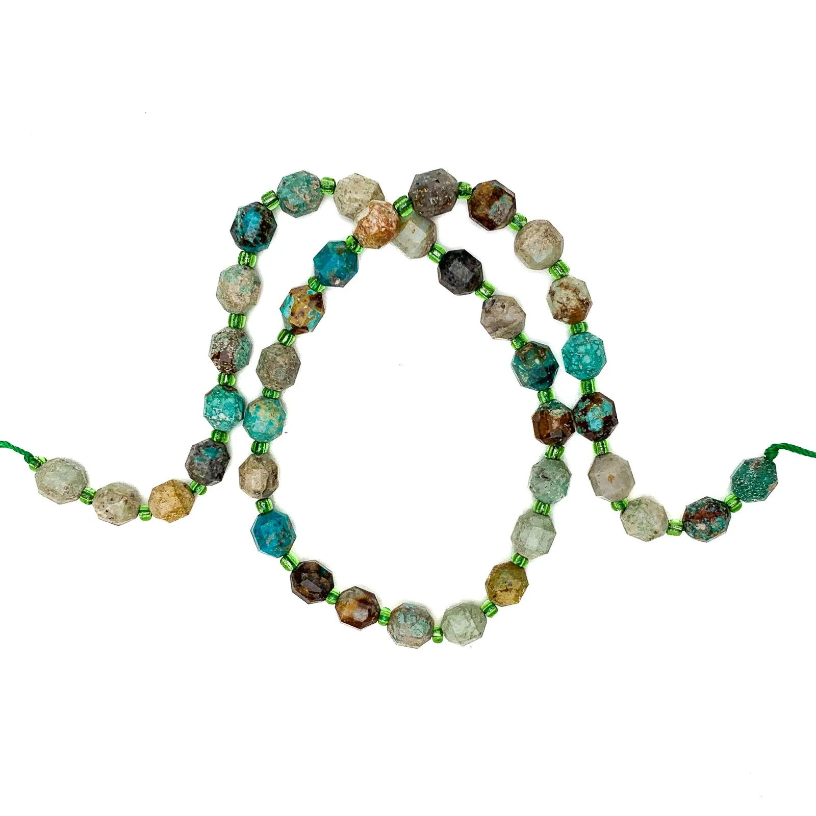 Chrysocolla 7mm Faceted Drums Bead Strand