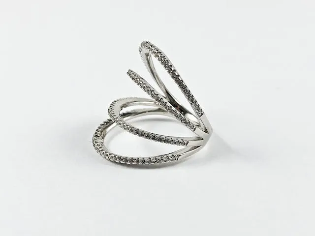 Classic Elegant Open Works Thin Band Design Silver Ring