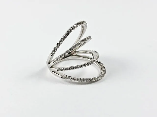 Classic Elegant Open Works Thin Band Design Silver Ring