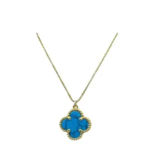 Clover 15mm Turquoise Necklace: 18kt Gold Fill  (NGCH478TQ)