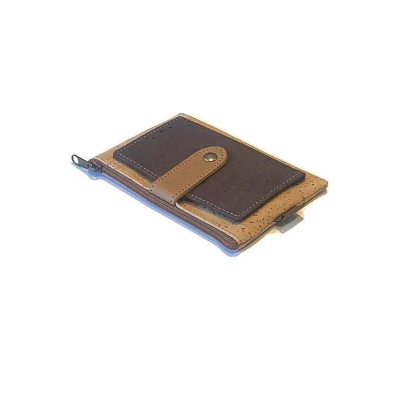 Cork Purse and Card Holder, Cork Wallet and Zip Purse in Brown
