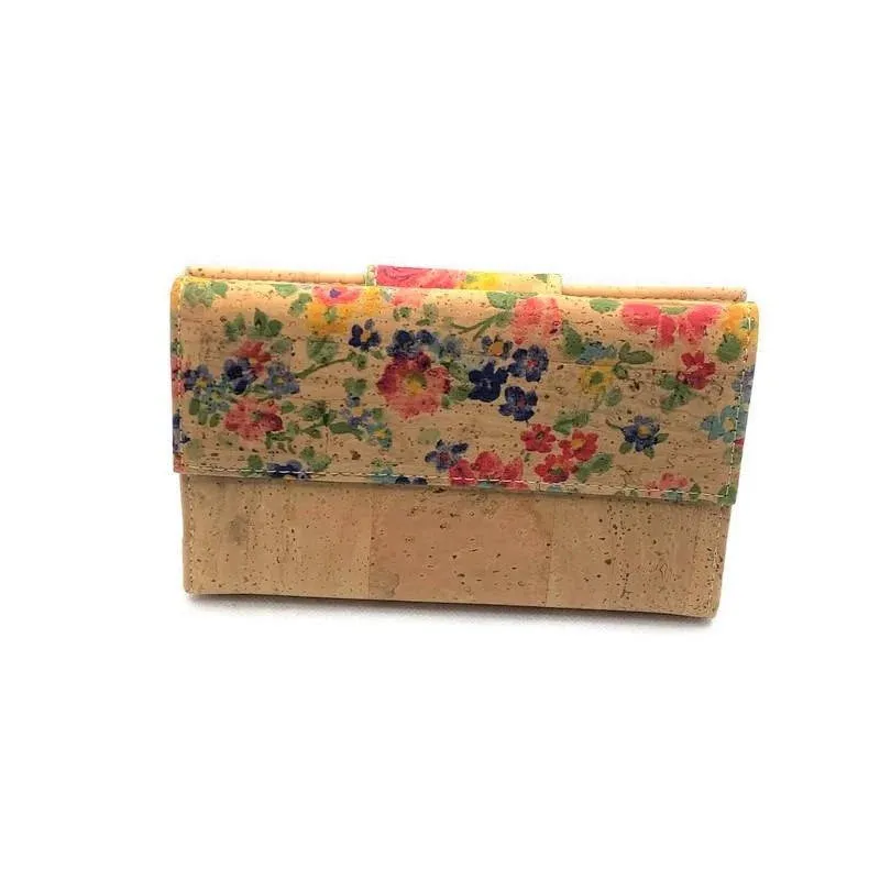 Cork Purse and Vegan Card Wallet for Women in Floral