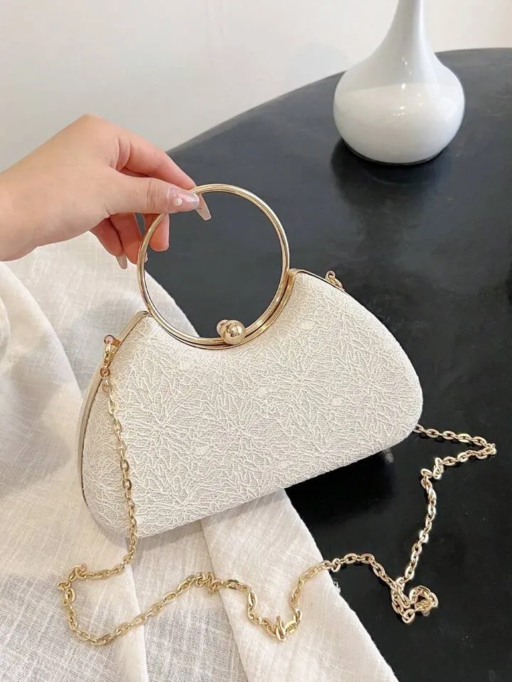 Cream Gretal lace evening clutch bag