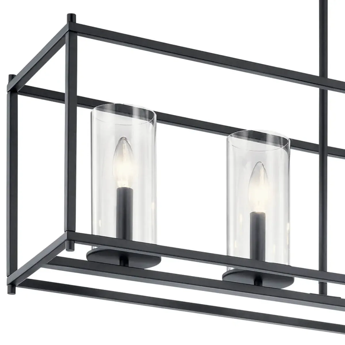 Crosby 42" 5-Light Linear Chandelier with Clear Glass, Black Finish