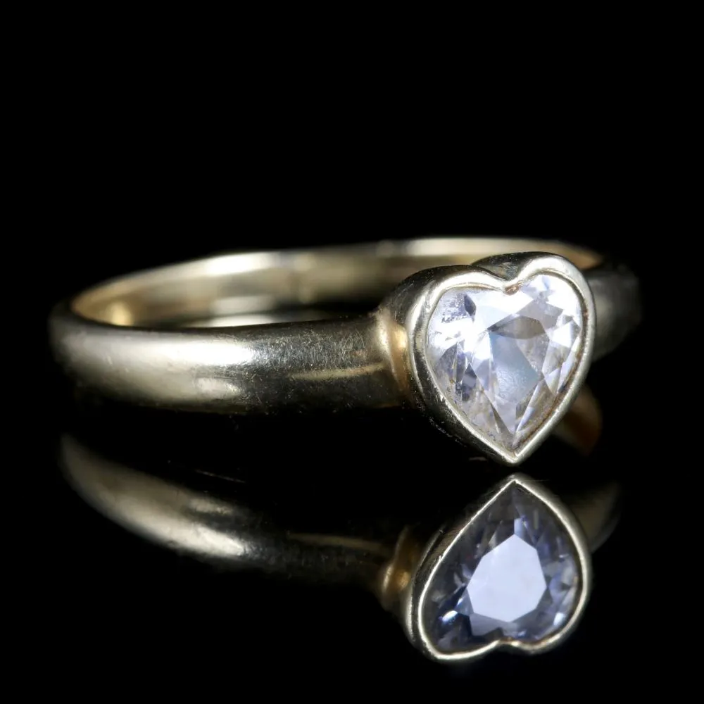 Cubic Zirconia Heart Ring 9Ct Yellow Gold