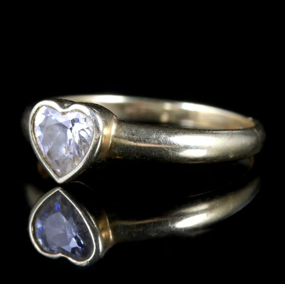 Cubic Zirconia Heart Ring 9Ct Yellow Gold