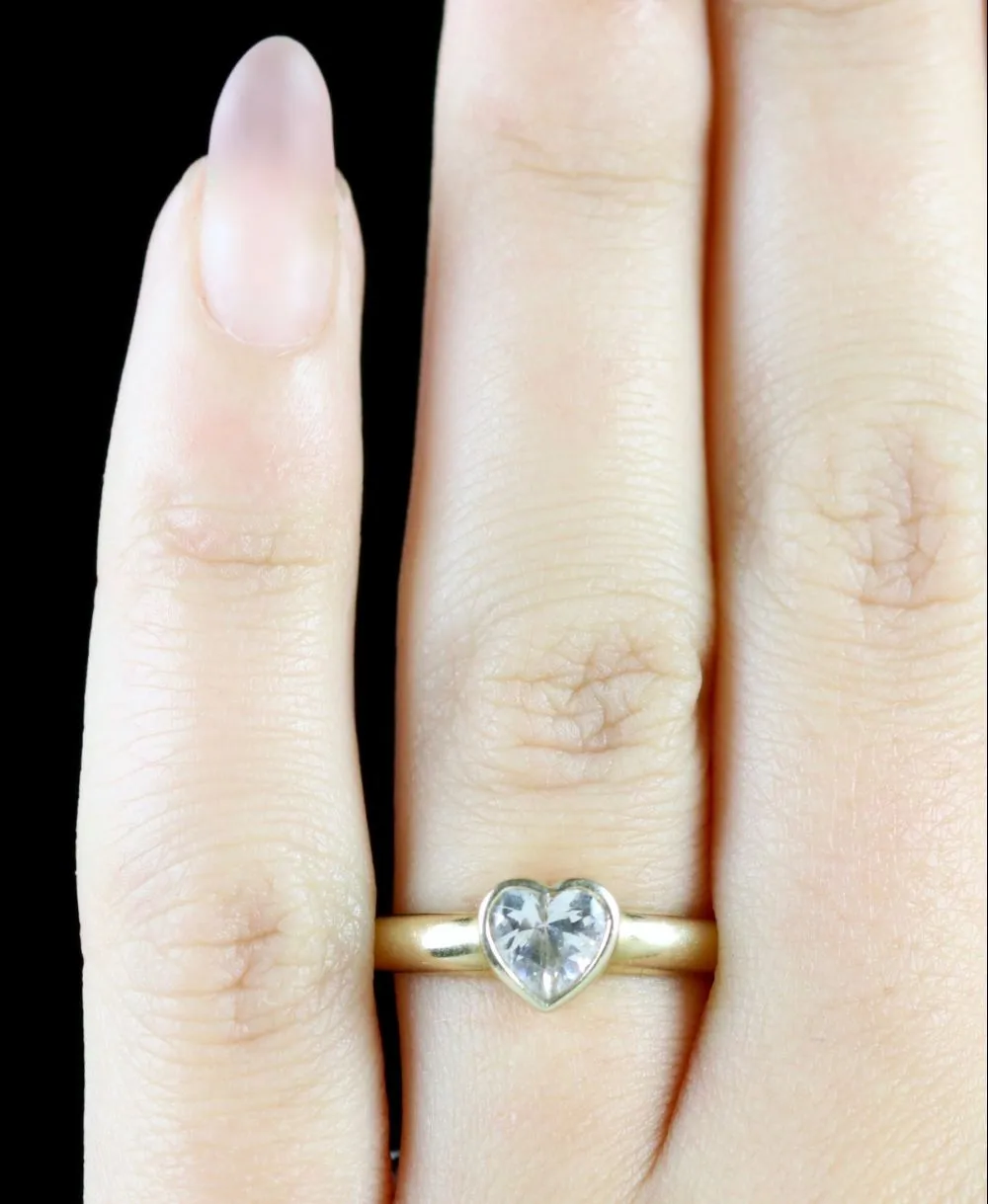Cubic Zirconia Heart Ring 9Ct Yellow Gold