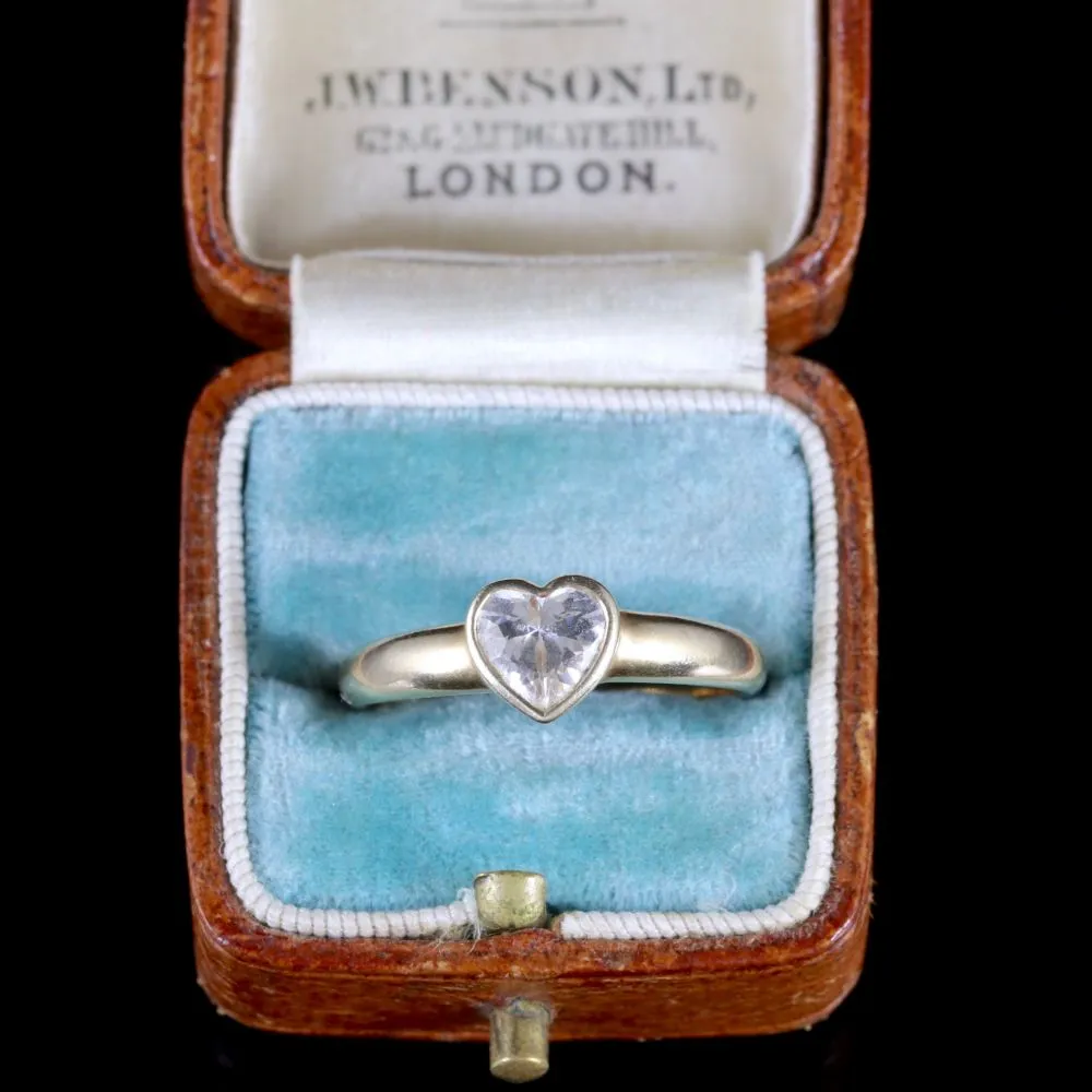 Cubic Zirconia Heart Ring 9Ct Yellow Gold