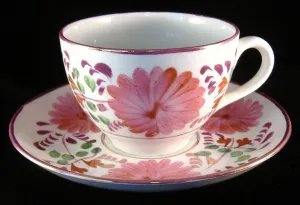 Cup And Saucer Copper Luster Floral 1920s Reissue Of 1870s Pattern Allertons