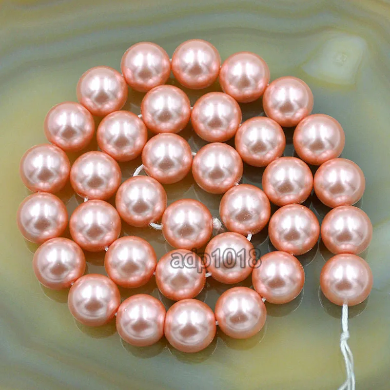 Czech Deep Pink Satin Luster Glass Pearl Round Beads on a 15.5" Strand