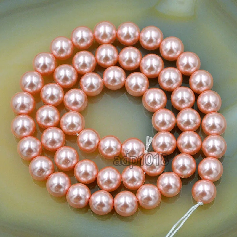 Czech Deep Pink Satin Luster Glass Pearl Round Beads on a 15.5" Strand