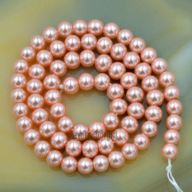 Czech Deep Pink Satin Luster Glass Pearl Round Beads on a 15.5" Strand