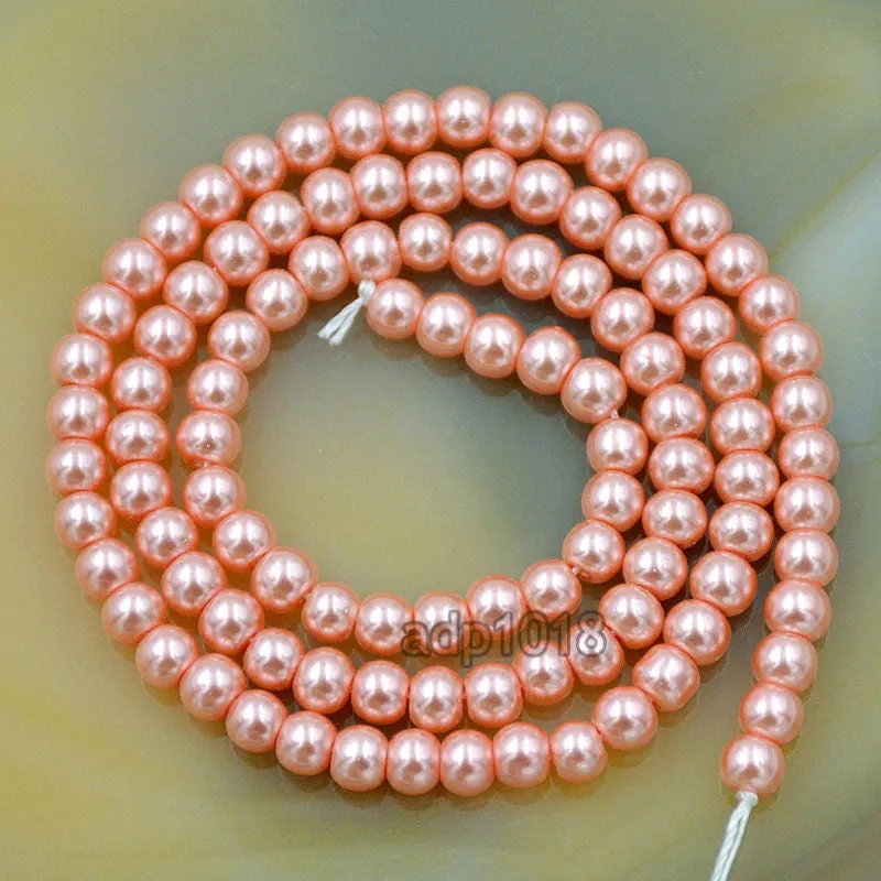 Czech Deep Pink Satin Luster Glass Pearl Round Beads on a 15.5" Strand