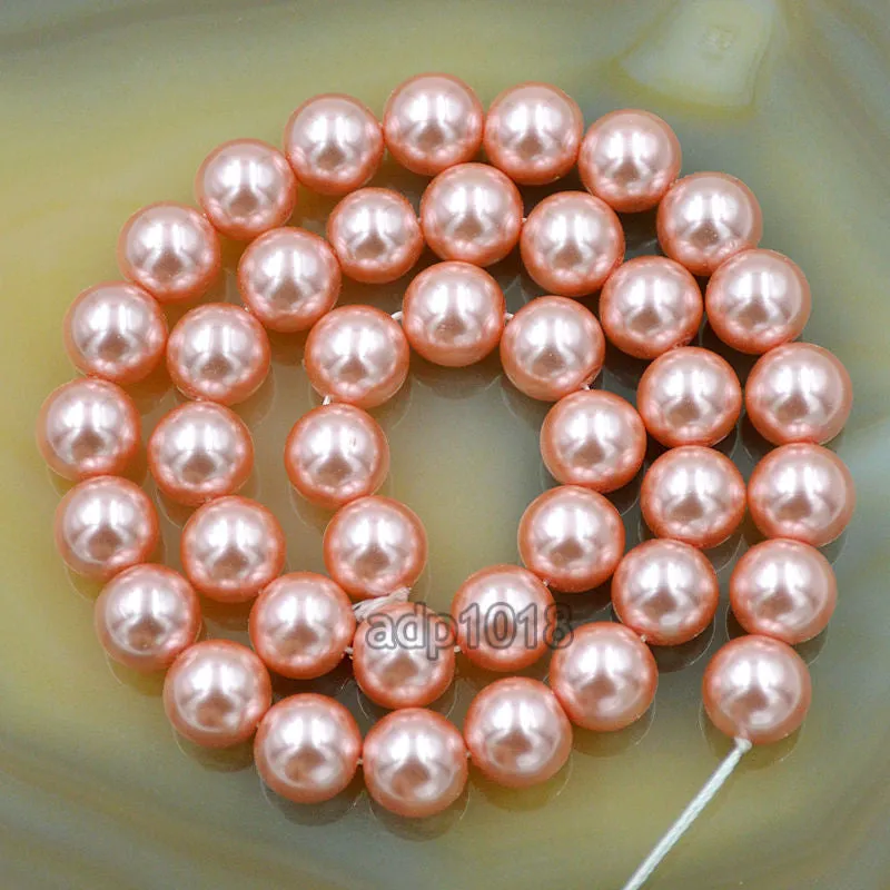Czech Deep Pink Satin Luster Glass Pearl Round Beads on a 15.5" Strand