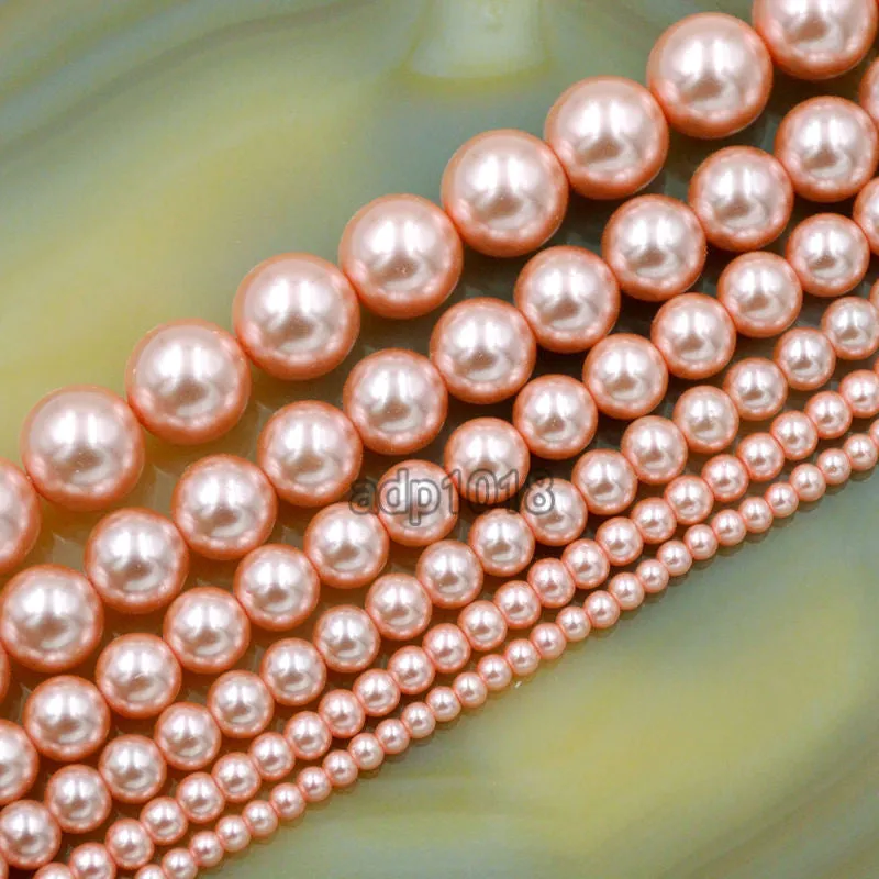 Czech Deep Pink Satin Luster Glass Pearl Round Beads on a 15.5" Strand